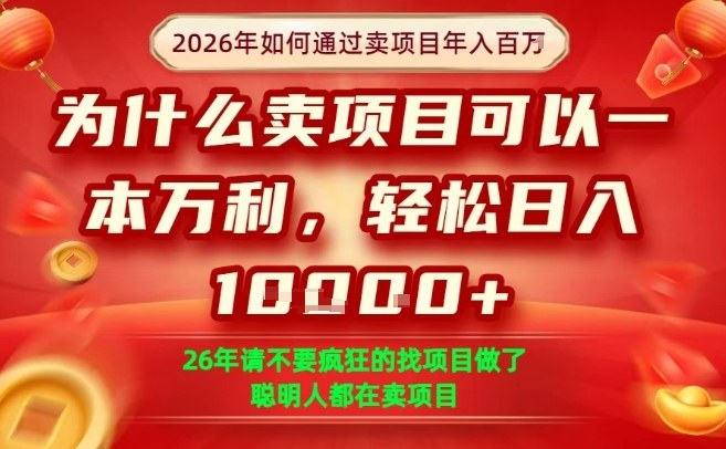 一单净利润1K+，26年想年入100个W，死磕卖项目就够了【揭秘】网创项目-知识付费-在线课程-自媒体创业-网络副业-优利资源优利资源网