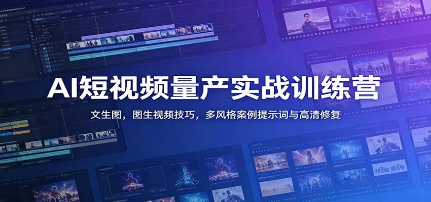 AI短视频量产实战训练营：文生图，图生视频技巧，多风格案例提示词与高清修复网创项目-知识付费-在线课程-自媒体创业-网络副业-优利资源优利资源网