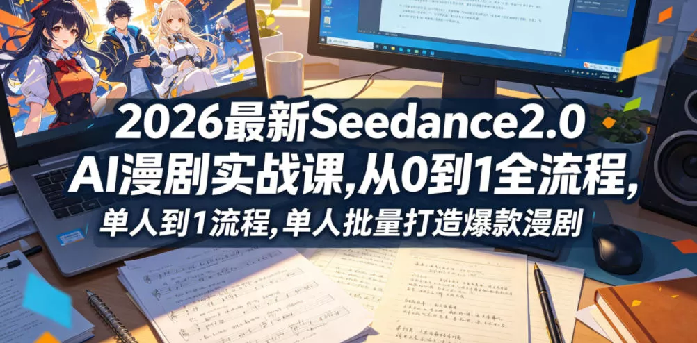 2026最新Seedance2.0 AI漫剧实战课,，从0到1全流程，单人批量打造爆款漫剧网创项目-知识付费-在线课程-自媒体创业-网络副业-优利资源优利资源网