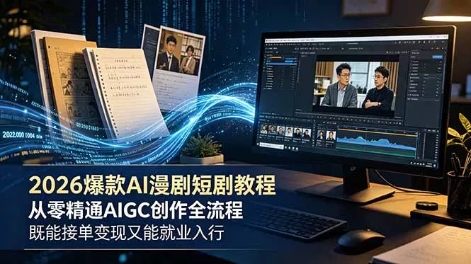 2026 爆款 AI 漫剧短剧教程 从零精通 AIGC 创作全流程 既能接单变现又能就业入行网创项目-知识付费-在线课程-自媒体创业-网络副业-优利资源优利资源网