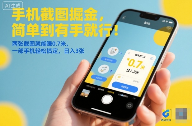 手机截图掘金，简单到有手就行！两张截图就能賺0.7米，一部手机轻松搞定，日入3张【揭秘】网创项目-知识付费-在线课程-自媒体创业-网络副业-优利资源优利资源网