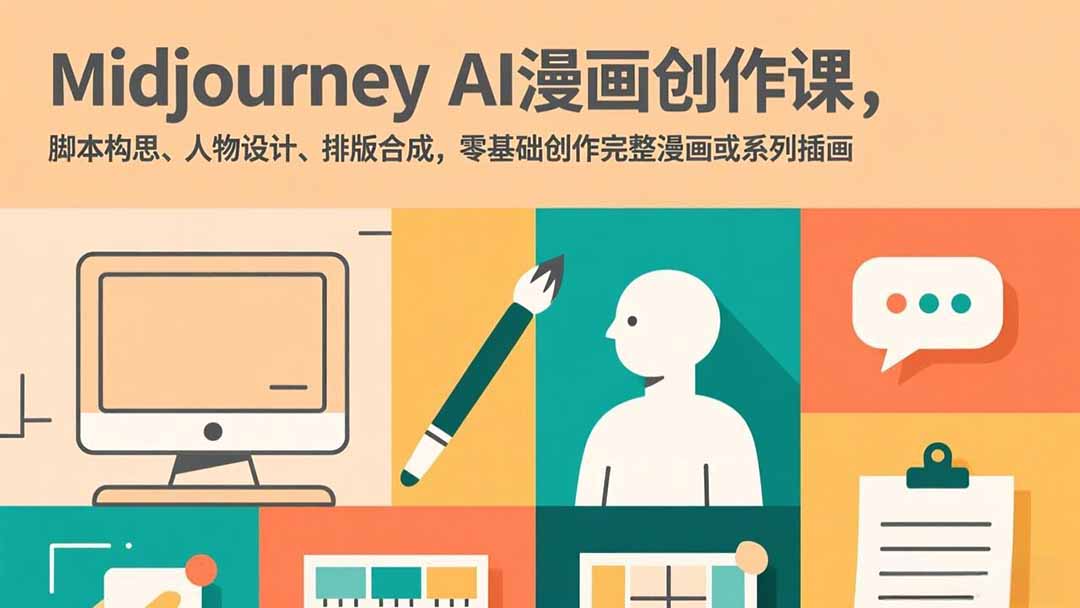 Midjourney AI漫画创作课，脚本构思、人物设计、排版合成，零基础创作完整漫画或系列插画网创项目-知识付费-在线课程-自媒体创业-网络副业-优利资源优利资源网