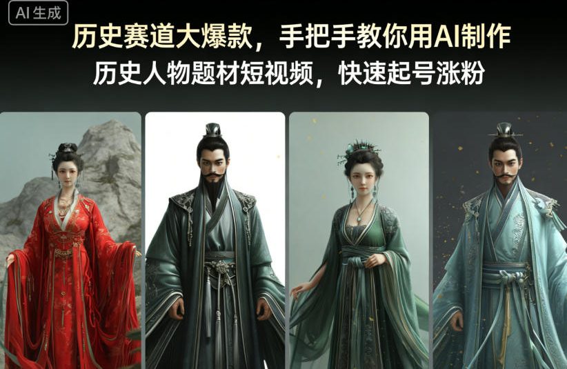 历史赛道大爆款，手把手教你用AI制作历史人物题材短视频，快速起号涨粉网创项目-知识付费-在线课程-自媒体创业-网络副业-优利资源优利资源网