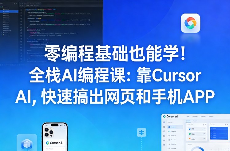 零编程基础也能学！全栈AI编程课：靠Cursor AI，快速搞出网页和手机APP网创项目-知识付费-在线课程-自媒体创业-网络副业-优利资源优利资源网