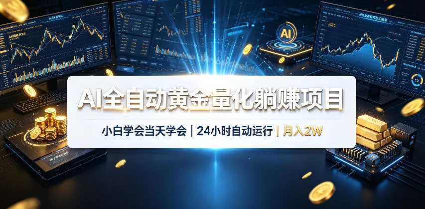 AI全自动黄金量化躺賺项目，24小时自动运行，月入2W！网创项目-知识付费-在线课程-自媒体创业-网络副业-优利资源优利资源网