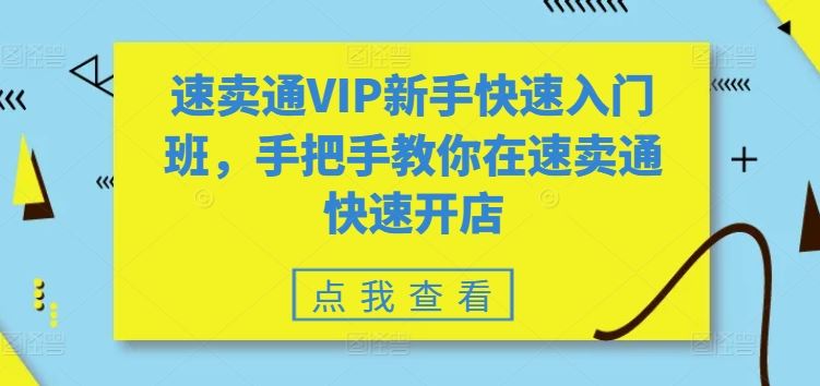 速卖通VIP新手快速入门班，手把手教你在速卖通快速开店网创项目-知识付费-在线课程-自媒体创业-网络副业-优利资源优利资源网