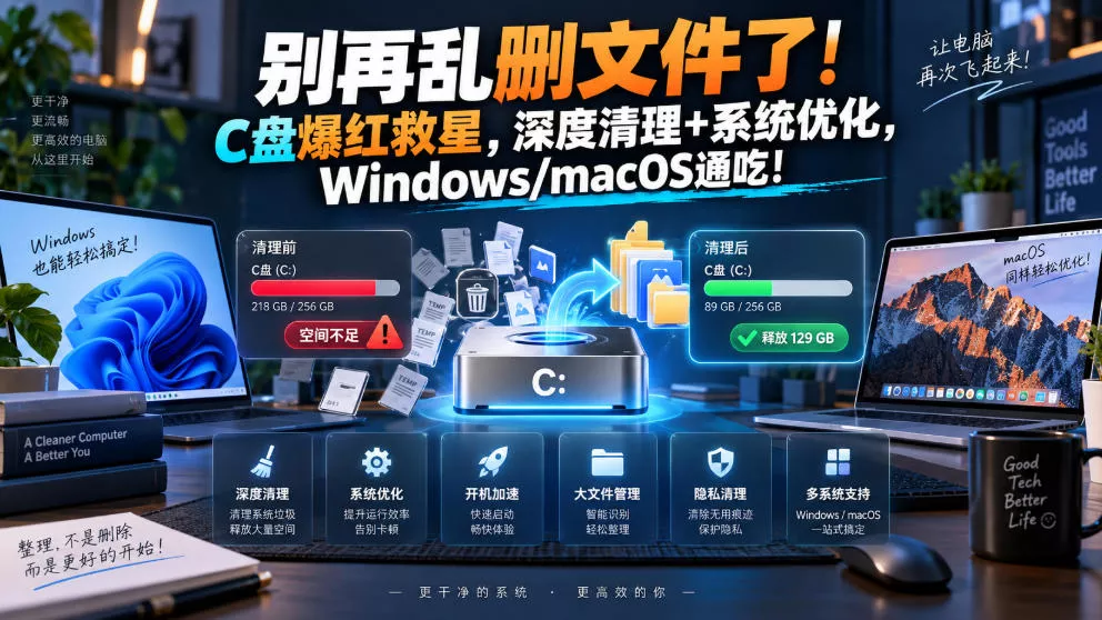 别再乱删文件了！C盘爆红救星，深度清理+系统优化，Windows/macOS通吃！网创项目-知识付费-在线课程-自媒体创业-网络副业-优利资源优利资源网
