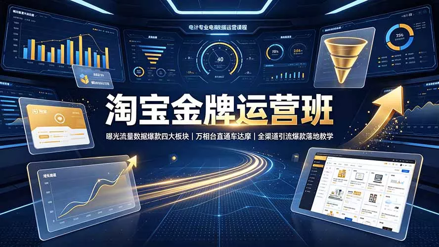 淘宝金牌运营班-7月：曝光流量数据爆款四大板块｜万相台直通车达摩｜全渠道引流爆款落地教学网创项目-知识付费-在线课程-自媒体创业-网络副业-优利资源优利资源网