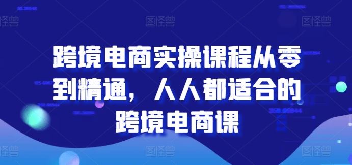 跨境电商实操课程从零到精通，人人都适合的跨境电商课网创项目-知识付费-在线课程-自媒体创业-网络副业-优利资源优利资源网