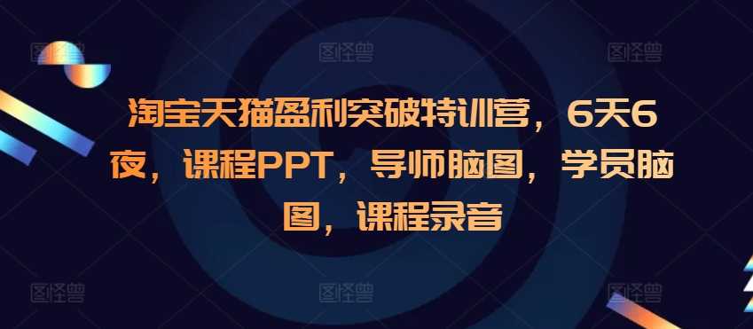淘宝天猫盈利突破特训营，6天6夜，课程PPT，导师脑图，学员脑图，课程录音网创项目-知识付费-在线课程-自媒体创业-网络副业-优利资源优利资源网