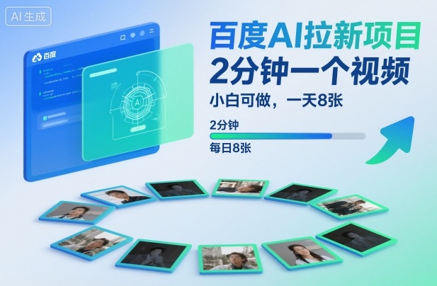 百度AI拉新项目，2分钟一个视频，小白可做，一天8张【附案例+保姆级教程】网创项目-知识付费-在线课程-自媒体创业-网络副业-优利资源优利资源网