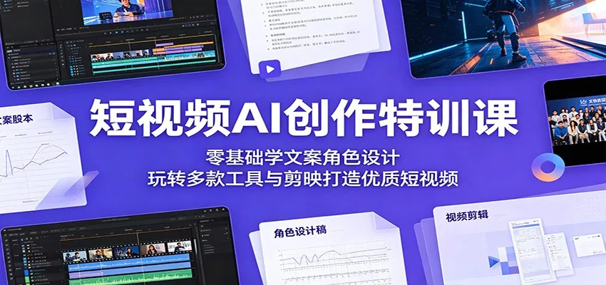 短视频AI创作特训课：零基础学文案角色设计，玩转多款工具与剪映打造优质短视频网创项目-知识付费-在线课程-自媒体创业-网络副业-优利资源优利资源网