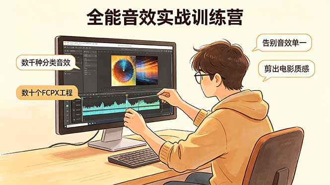 全能音效实战训练营：数千种分类音效+数十个FCPX工程，告别音效单一，剪出电影质感网创项目-知识付费-在线课程-自媒体创业-网络副业-优利资源优利资源网