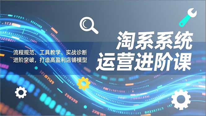 淘系系统运营进阶课2.0，流程规范、工具教学、实战诊断，进阶突破，打造高盈利店铺模型网创项目-知识付费-在线课程-自媒体创业-网络副业-优利资源优利资源网