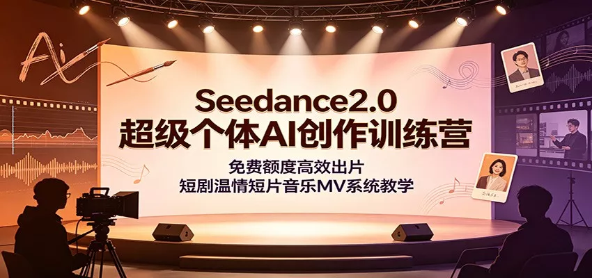 Seedance2.0超级个体AI创作训练营：免费额度高效出片，短剧温情短片音乐MV系统教学网创项目-知识付费-在线课程-自媒体创业-网络副业-优利资源优利资源网