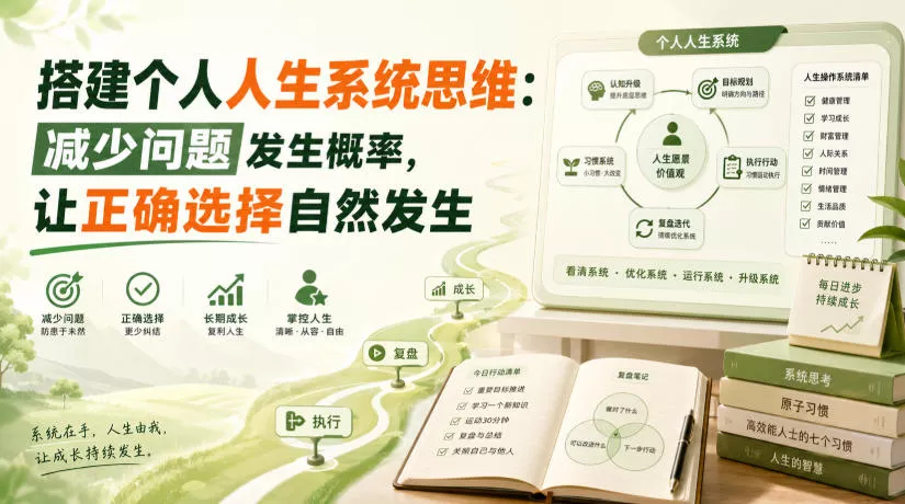 付费文章：搭建个人人生系统思维：减少问题发生概率，让正确选择自然发生网创项目-知识付费-在线课程-自媒体创业-网络副业-优利资源优利资源网