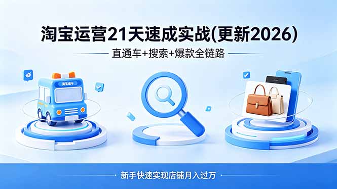 淘宝运营21天速成实战(更新4月网创项目-知识付费-在线课程-自媒体创业-网络副业-优利资源优利资源网