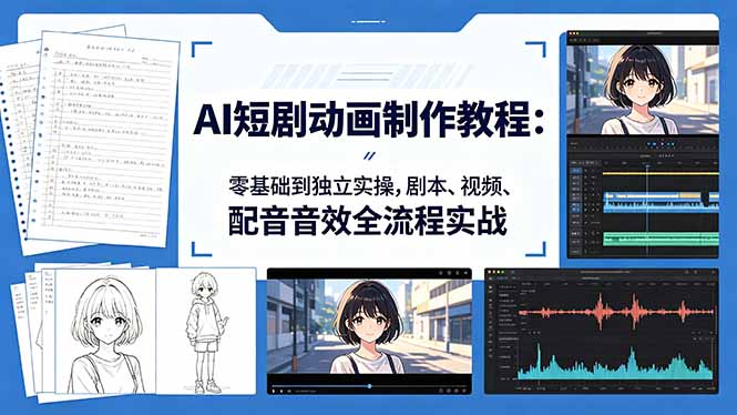 AI短剧动画制作教程：零基础到独立实操，剧本、视频、配音音效全流程实战网创项目-知识付费-在线课程-自媒体创业-网络副业-优利资源优利资源网