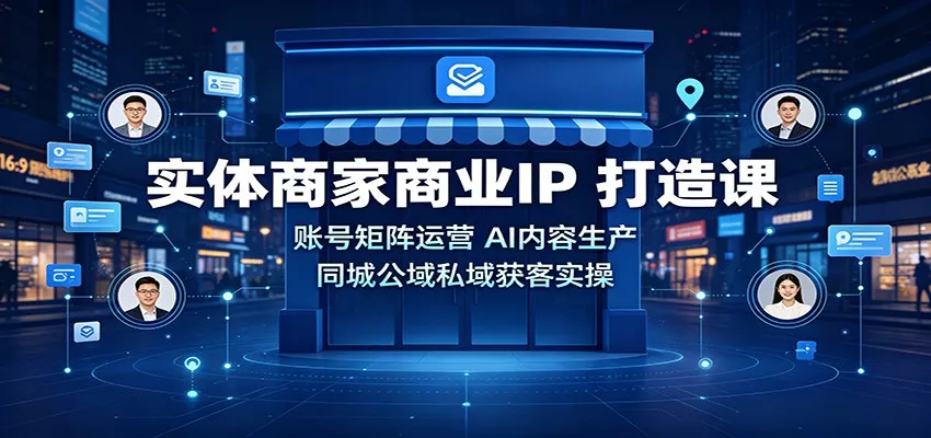 实体商家商业IP打造课：账号矩阵运营，AI内容生产，同城公域私域获客实操网创项目-知识付费-在线课程-自媒体创业-网络副业-优利资源优利资源网