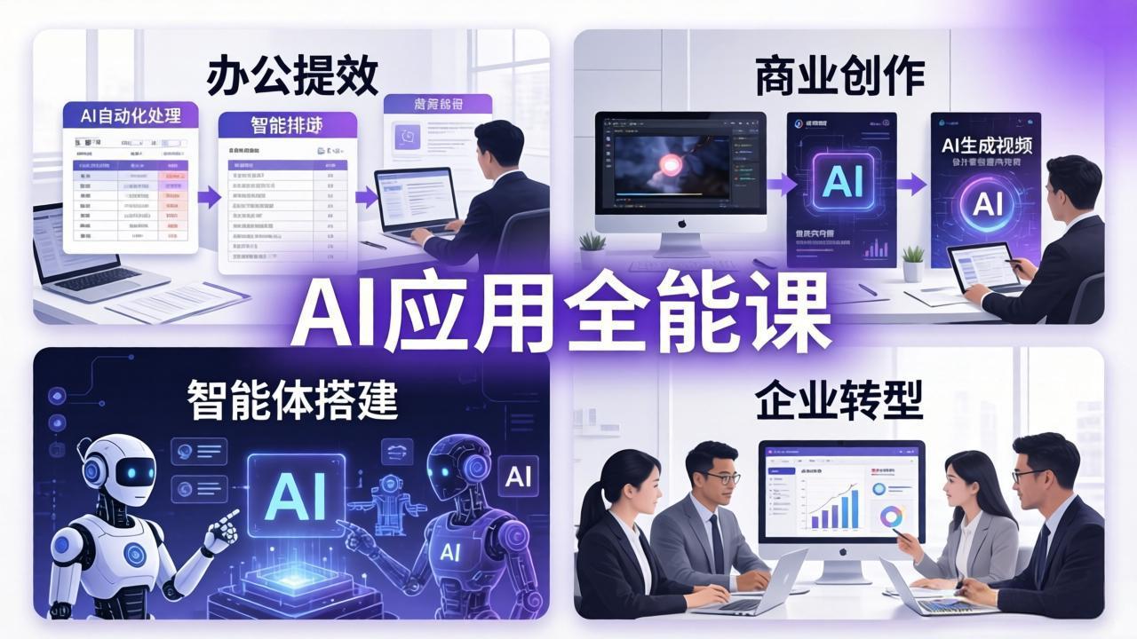 AIGC 应用全能课：办公提效、商业创作、智能体搭建、企业转型，一站式学会AI应用网创项目-知识付费-在线课程-自媒体创业-网络副业-优利资源优利资源网