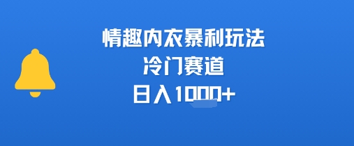 情趣内衣暴利玩法，冷门赛道，日入1k+网创项目-知识付费-在线课程-自媒体创业-网络副业-优利资源优利资源网