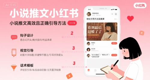 小说推文小红书高转化引导方法实操课，小说推文高效且正确引导方法网创项目-知识付费-在线课程-自媒体创业-网络副业-优利资源优利资源网