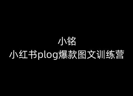 小铭-小红书plog爆款图文训练营，教你从0-1做小红书网创项目-知识付费-在线课程-自媒体创业-网络副业-优利资源优利资源网