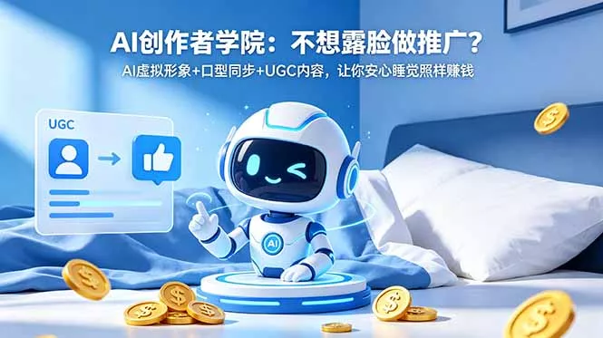 AI创作者学院：不想露脸做推广？AI虚拟形象+口型同步+UGC内容，让你安心睡觉照样赚钱网创项目-知识付费-在线课程-自媒体创业-网络副业-优利资源优利资源网