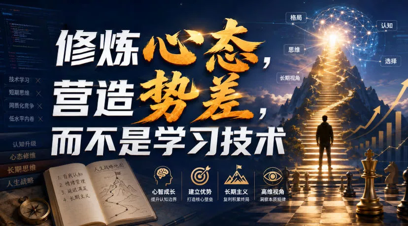付费文章：修炼心态，营造势差，而不是学习技术网创项目-知识付费-在线课程-自媒体创业-网络副业-优利资源优利资源网
