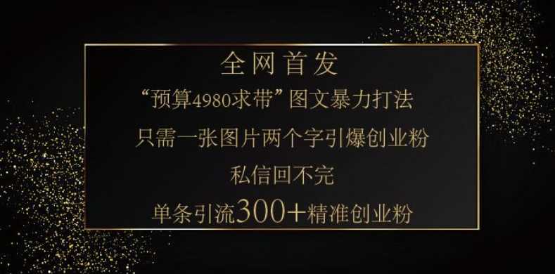 小红书神奇图片引流法，只需一张图，就能单条笔记凭借此方法，轻松引流 300 + 精准创业粉网创项目-知识付费-在线课程-自媒体创业-网络副业-优利资源优利资源网