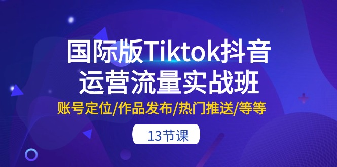 （10712期）国际版Tiktok抖音运营流量实战班：账号定位/作品发布/热门推送/等等-13节网创项目-知识付费-在线课程-自媒体创业-网络副业-优利资源优利资源网