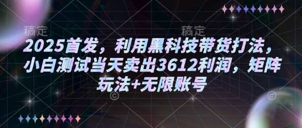 2025首发，利用黑科技带货打法，小白测试当天卖出3612利润，矩阵玩法+无限账号【揭秘】网创项目-知识付费-在线课程-自媒体创业-网络副业-优利资源优利资源网