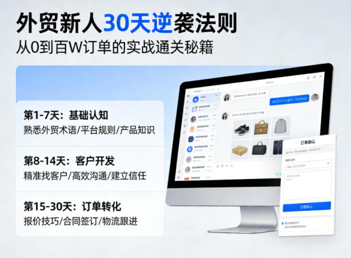 外贸新人30天逆袭法则，教你从0到百W订单的实战通关秘籍网创项目-知识付费-在线课程-自媒体创业-网络副业-优利资源优利资源网