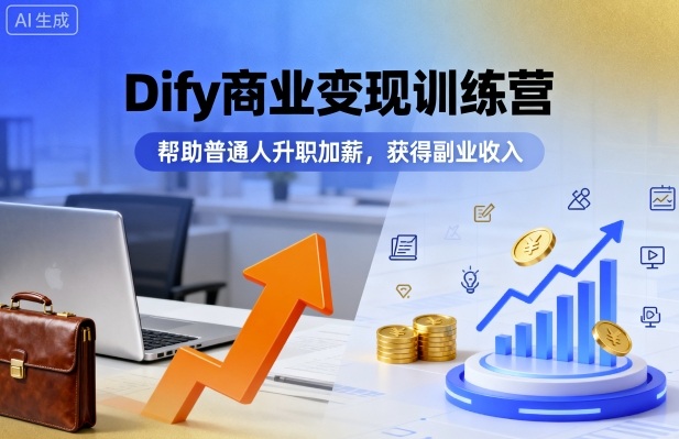 Dify商业变现训练营，帮助普通人升职加薪，获得副业收入网创项目-知识付费-在线课程-自媒体创业-网络副业-优利资源优利资源网