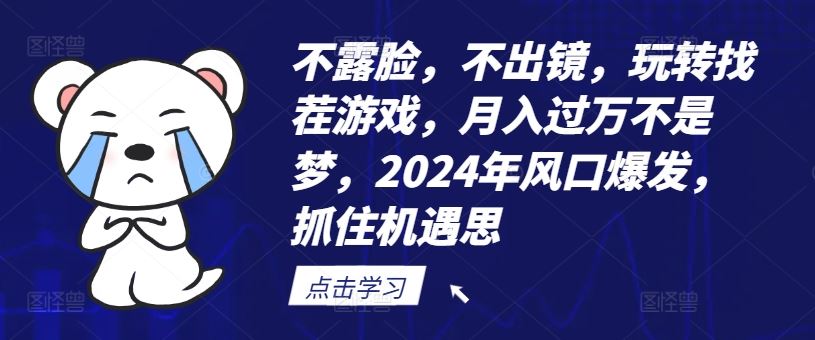 不露脸，不出镜，玩转找茬游戏，月入过万不是梦，2024年风口爆发，抓住机遇【揭秘】网创项目-知识付费-在线课程-自媒体创业-网络副业-优利资源优利资源网