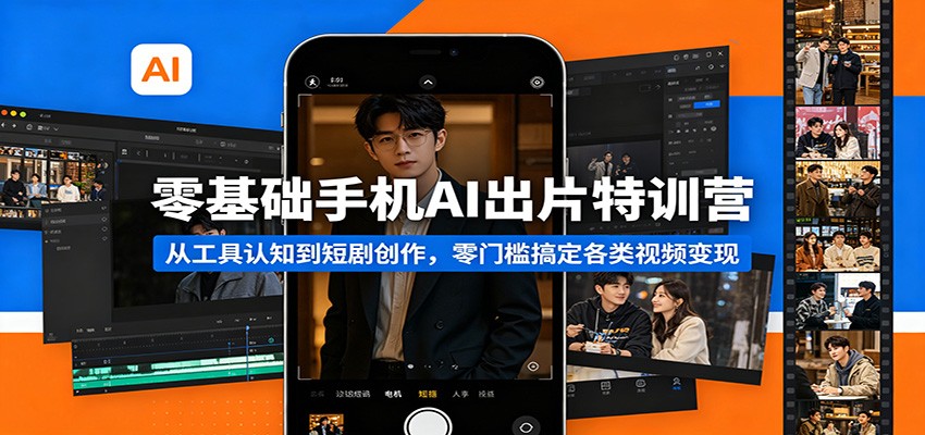 零基础手机AI出片特训营：从工具认知到短剧创作，零门槛搞定各类视频变现网创项目-知识付费-在线课程-自媒体创业-网络副业-优利资源优利资源网