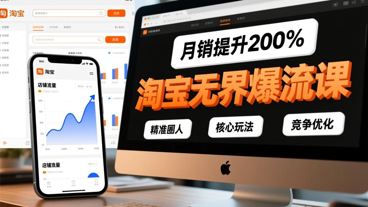 淘宝无界爆流课，精准圈人、核心玩法、竞争优化，快速引爆店铺流量，月销提升200%网创项目-知识付费-在线课程-自媒体创业-网络副业-优利资源优利资源网
