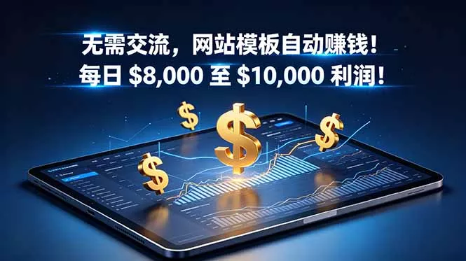 无需交流，网站模板自动赚钱！每日 $8,000 至 $10,000 利润！【原创双语字幕】网创项目-知识付费-在线课程-自媒体创业-网络副业-优利资源优利资源网