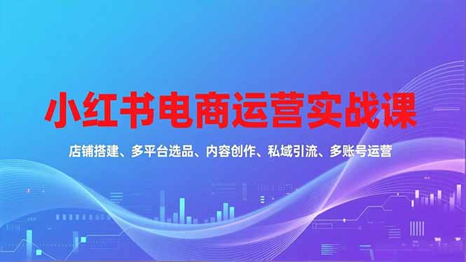 小红书电商运营实战课，店铺搭建、多平台选品、内容创作、私域引流、多账号运营等玩法网创项目-知识付费-在线课程-自媒体创业-网络副业-优利资源优利资源网