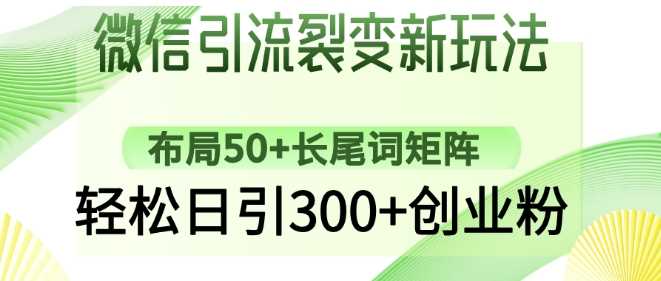 微信引流裂变新玩法：布局50+长尾词矩阵，轻松日引300+创业粉网创项目-知识付费-在线课程-自媒体创业-网络副业-优利资源优利资源网