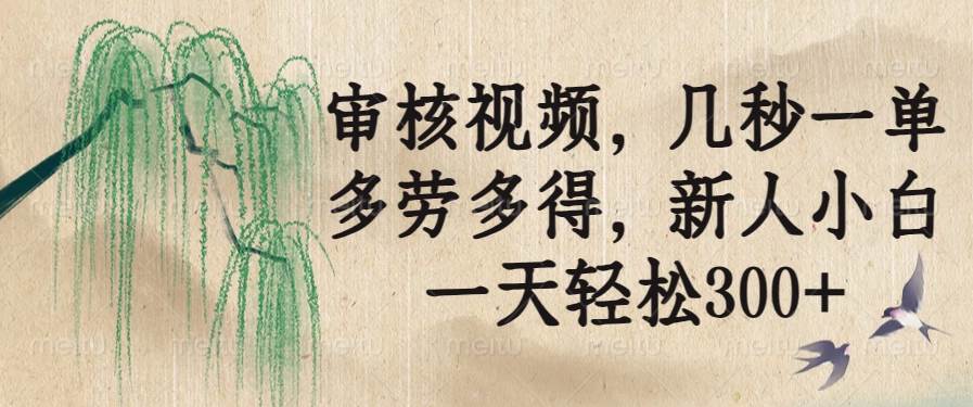 （14203期）审核视频，几秒一单，多劳多得，新人小白一天轻松300+网创项目-知识付费-在线课程-自媒体创业-网络副业-优利资源优利资源网