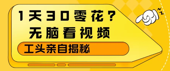 1天30零花？无脑看视频，大佬亲自揭秘网创项目-知识付费-在线课程-自媒体创业-网络副业-优利资源优利资源网