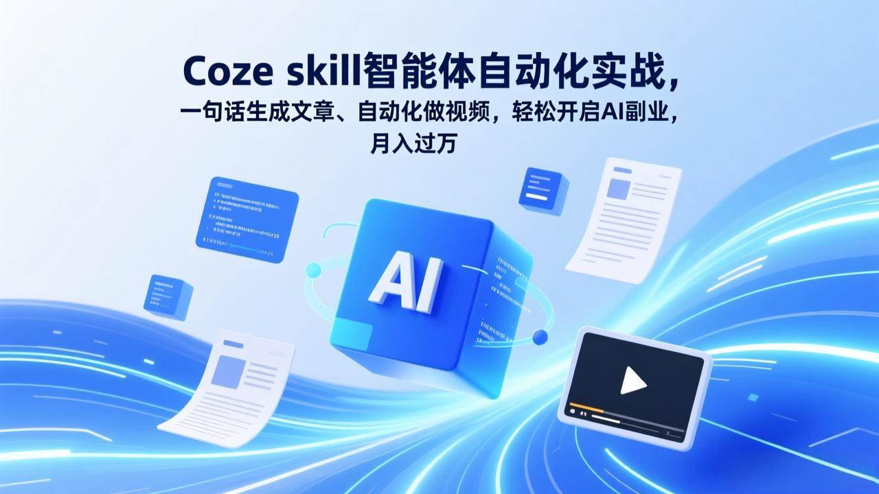 （17399期）Coze skill智能体自动化实战，一句话生成文章、自动化做视频，轻松开启AI副业，月入过万网创项目-知识付费-在线课程-自媒体创业-网络副业-优利资源优利资源网