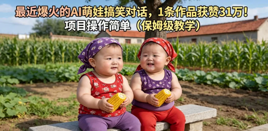 最近爆火的AI萌娃搞笑对话，1条作品获赞31W，项目操作简单(保姆级教学)网创项目-知识付费-在线课程-自媒体创业-网络副业-优利资源优利资源网