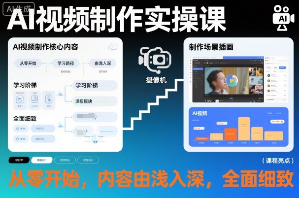 AI视频制作实操课，从零开始，内容由浅入深，全面细致网创项目-知识付费-在线课程-自媒体创业-网络副业-优利资源优利资源网