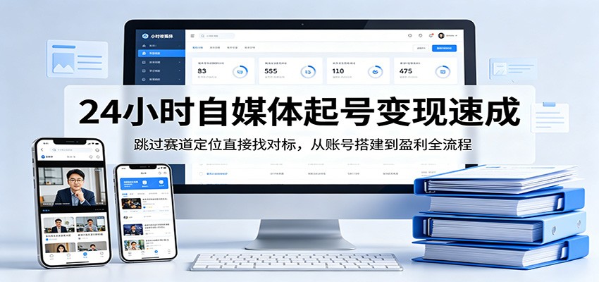 24小时自媒体起号变现速成，跳过赛道定位直接找对标，从账号搭建到盈利全流程网创项目-知识付费-在线课程-自媒体创业-网络副业-优利资源优利资源网