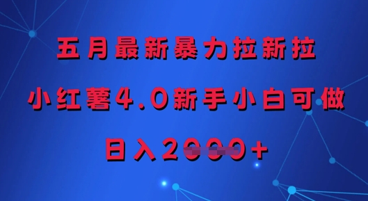 五月最新暴力拉新拉，小红薯4.0新手小白可做，日入多张网创项目-知识付费-在线课程-自媒体创业-网络副业-优利资源优利资源网
