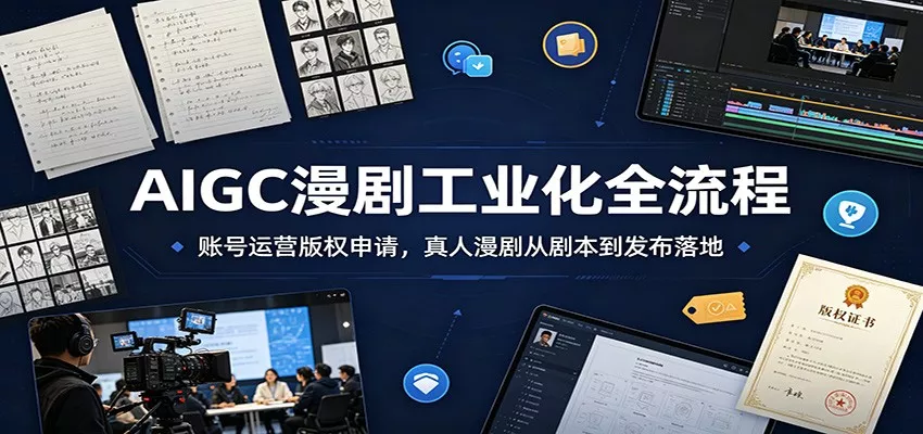 AIGC漫剧工业化全流程：账号运营版权申请，真人漫剧从剧本到发布落地网创项目-知识付费-在线课程-自媒体创业-网络副业-优利资源优利资源网