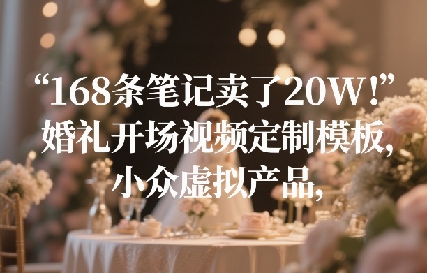 168条笔记卖了20W！婚礼开场视频定制模板，小众虚拟产品网创项目-知识付费-在线课程-自媒体创业-网络副业-优利资源优利资源网