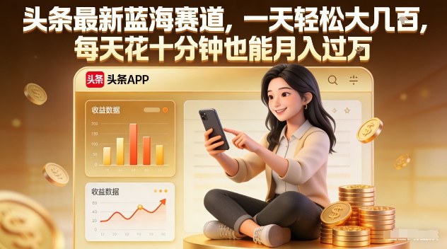 头条最新蓝海赛道，一天轻松大几张，每天花十分钟也能月入过1W【揭秘】网创项目-知识付费-在线课程-自媒体创业-网络副业-优利资源优利资源网
